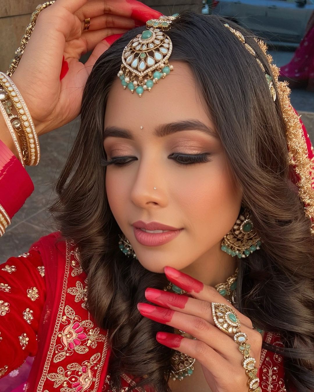 Lovely Jaiswal portfolio portrait showing rose-brown eyes and a muted pink lip, used as a colour-balance reference.